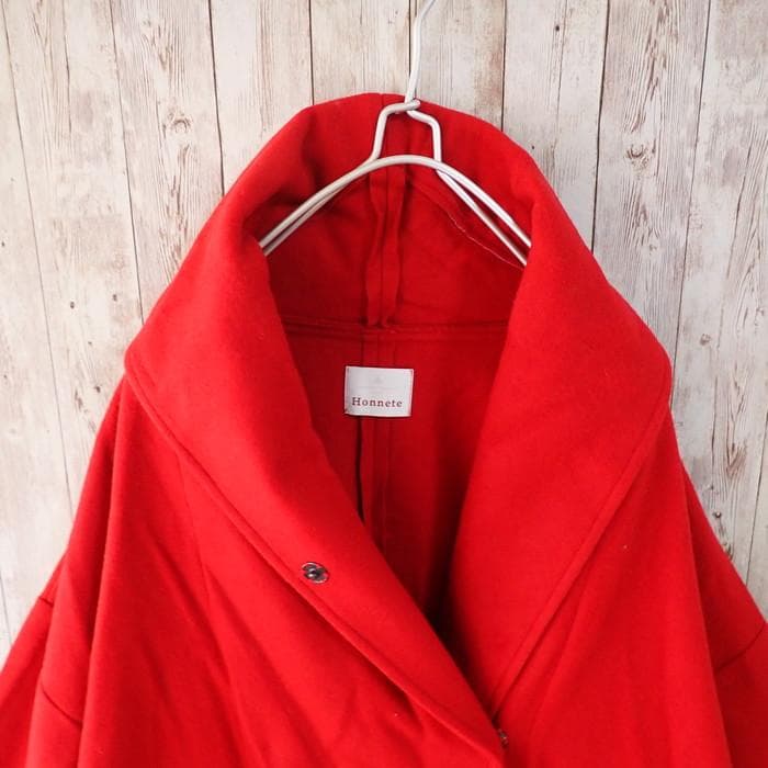 Honnete ウールロングコート レッド ポーランド製