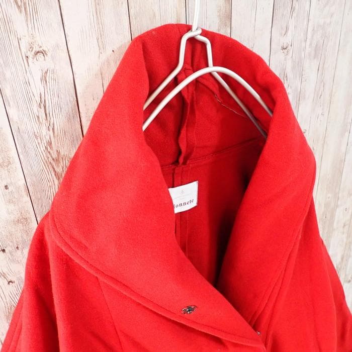 Honnete ウールロングコート レッド ポーランド製