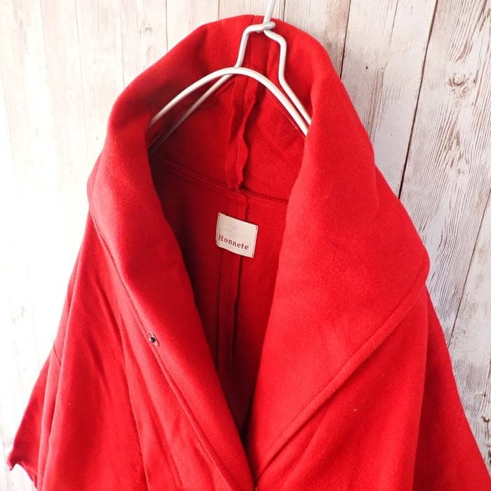 Honnete ウールロングコート レッド ポーランド製