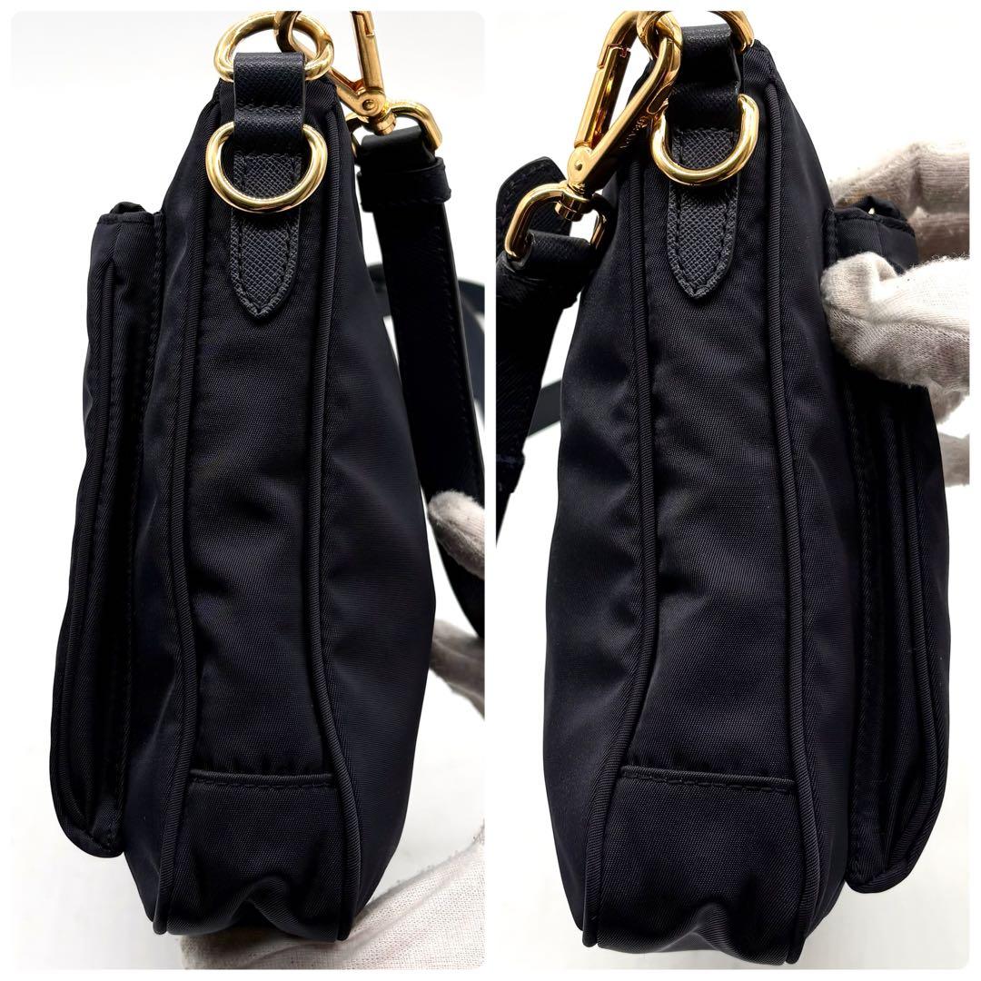 極美品✨プラダ ショルダーバッグ ナイロン サフィアーノ 近年モデル ネイビー
