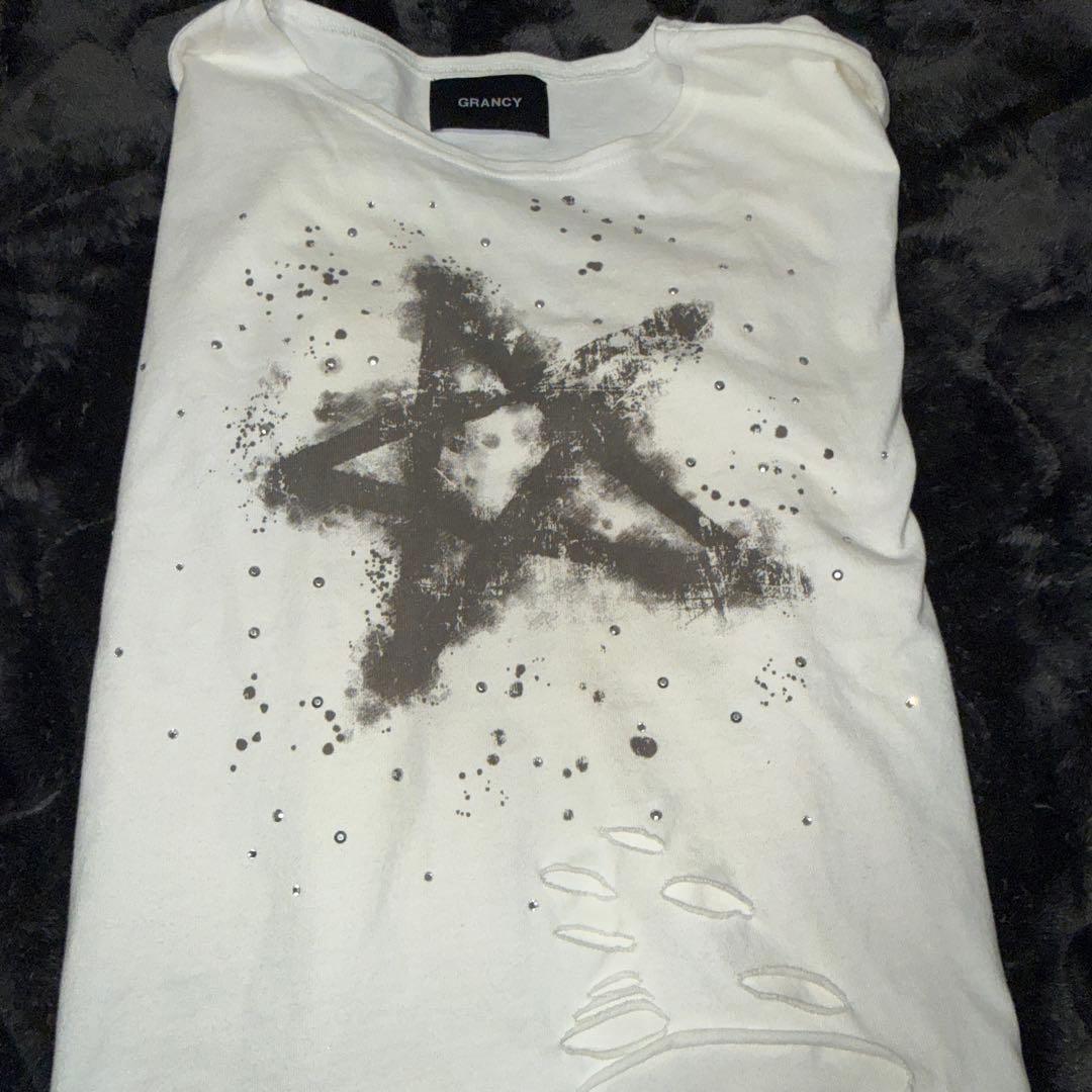 R*様 GRANCY ラインストーンデザイン グラフィックダメージ ロンT
