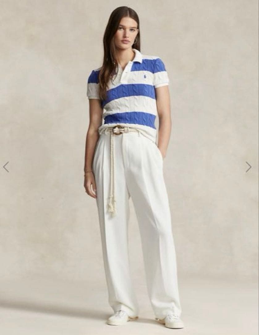 新品タグ付き♡ラルフローレン♡ポニーコットンケーブルニットポロシャツ　ボーダー