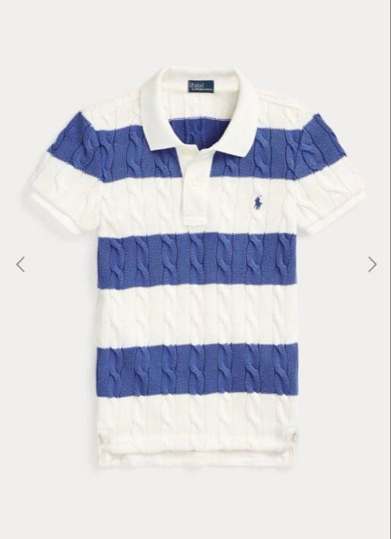 新品タグ付き♡ラルフローレン♡ポニーコットンケーブルニットポロシャツ　ボーダー