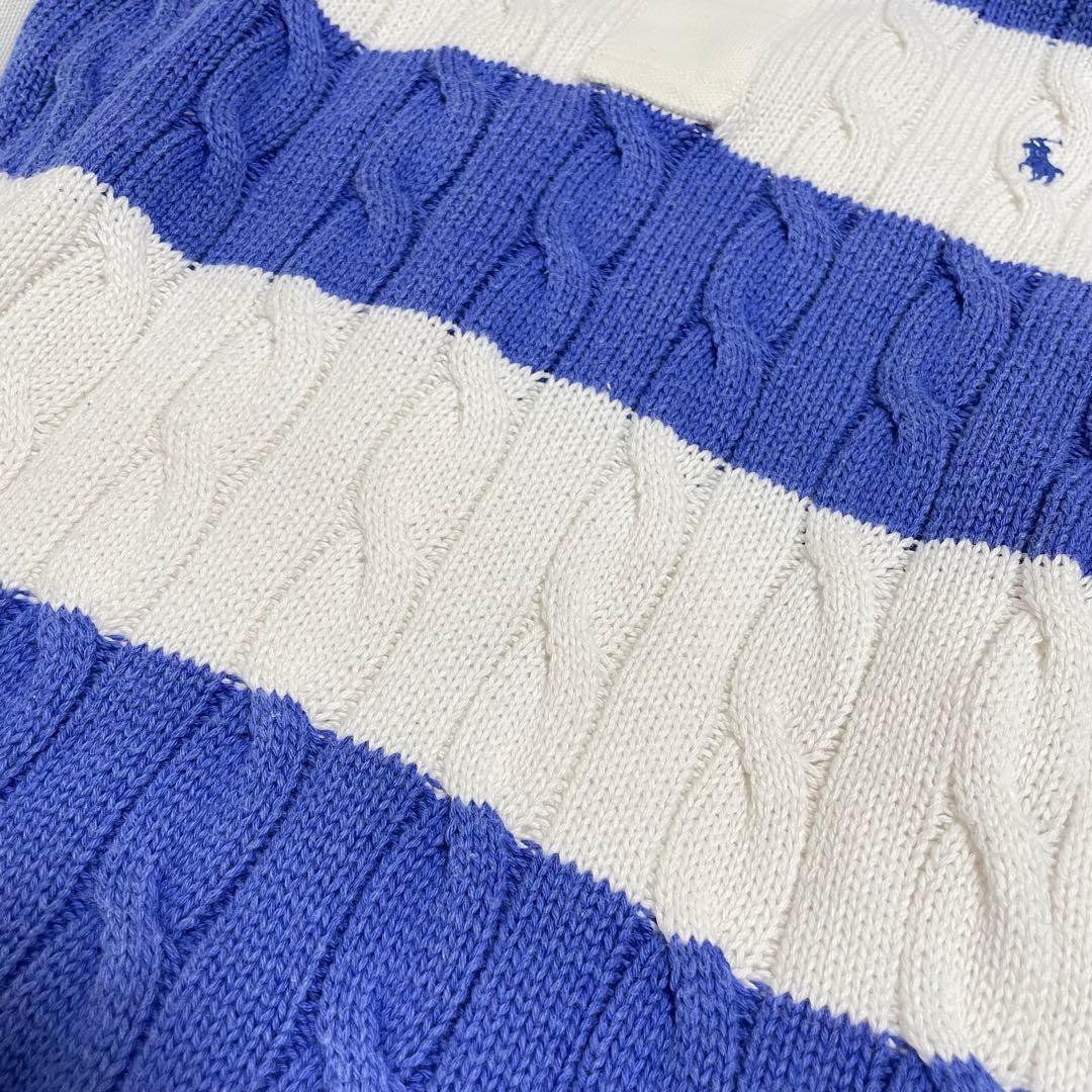 新品タグ付き♡ラルフローレン♡ポニーコットンケーブルニットポロシャツ　ボーダー