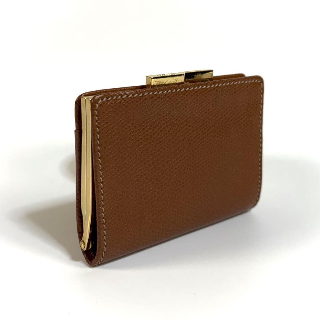 【美品】LOEWE レザー がま口  アナグラム キャメル ゴールド金具