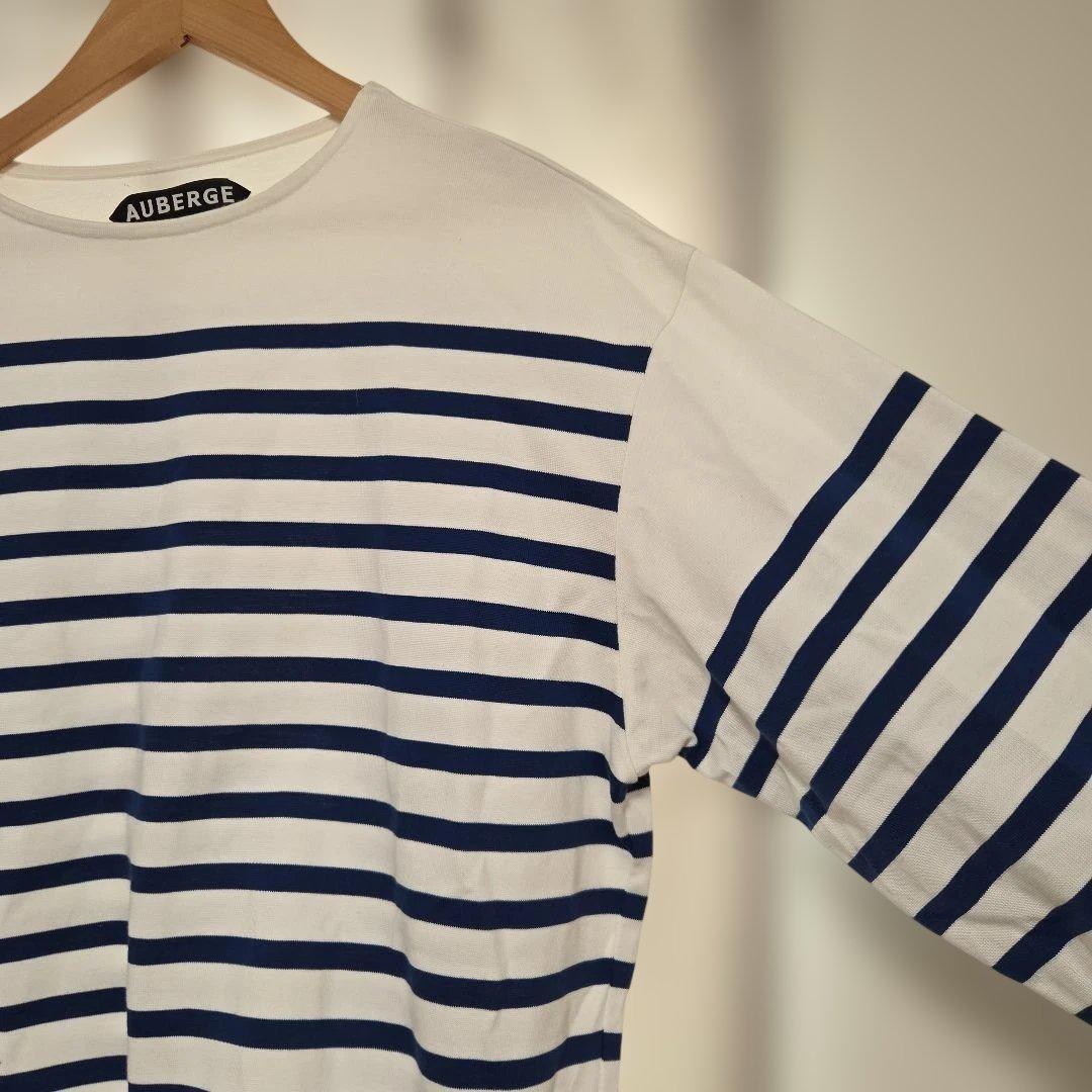 AUBERGEオーベルジュ ビッグシャルロットバスクシャツ 白×青 44