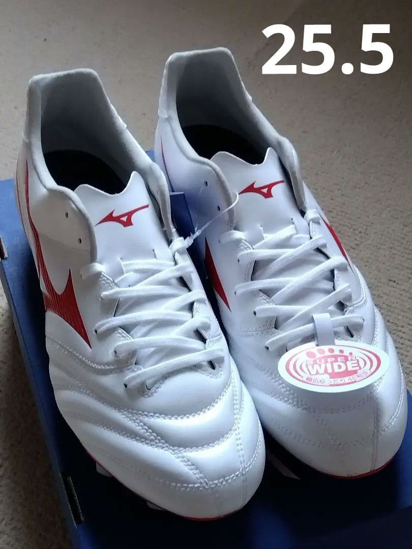 スパイク／サッカー・ラグビー用／ミズノ／25.5／白／P1GA210462／新品