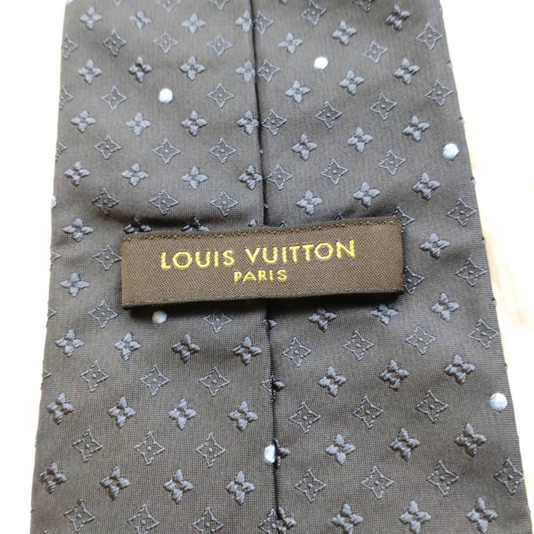 ルイヴィトン 高級シルクネクタイ 総柄 ブラック