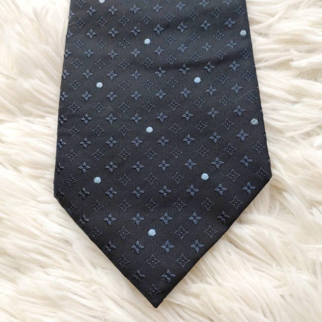 ルイヴィトン 高級シルクネクタイ 総柄 ブラック