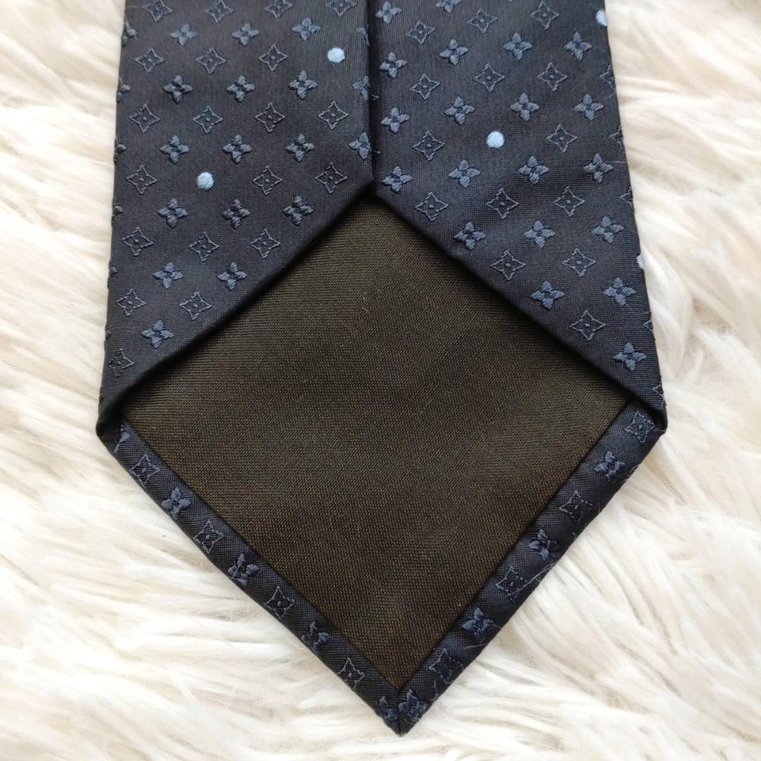 ルイヴィトン 高級シルクネクタイ 総柄 ブラック