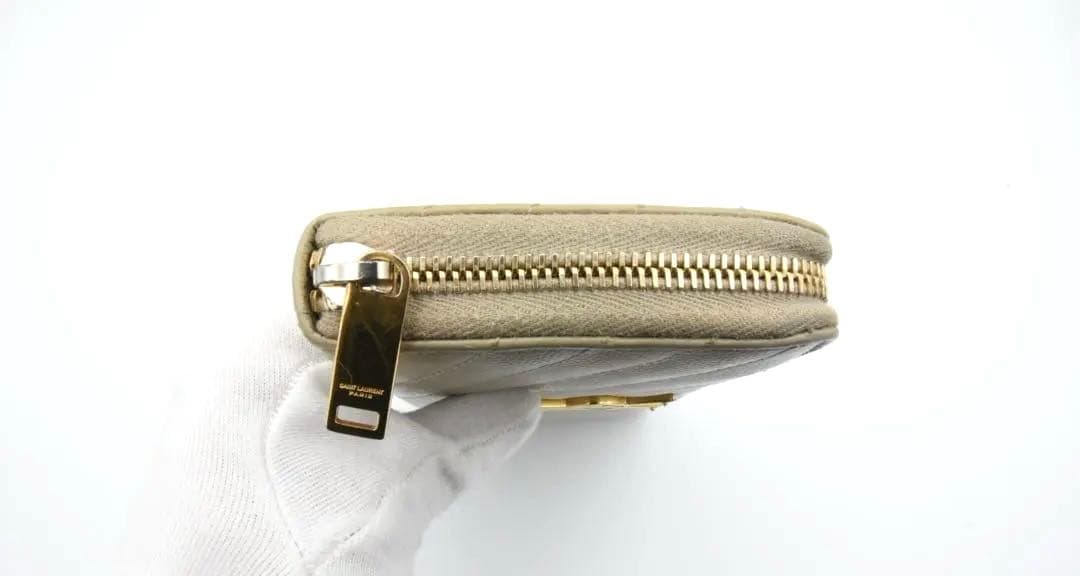 SAINT LAURENT ラウンドファスナー　カサンドラ　ベージュ