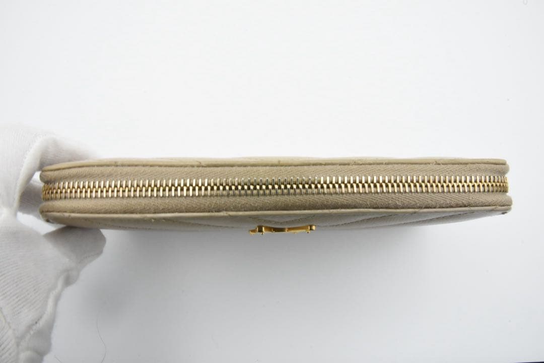 SAINT LAURENT ラウンドファスナー　カサンドラ　ベージュ