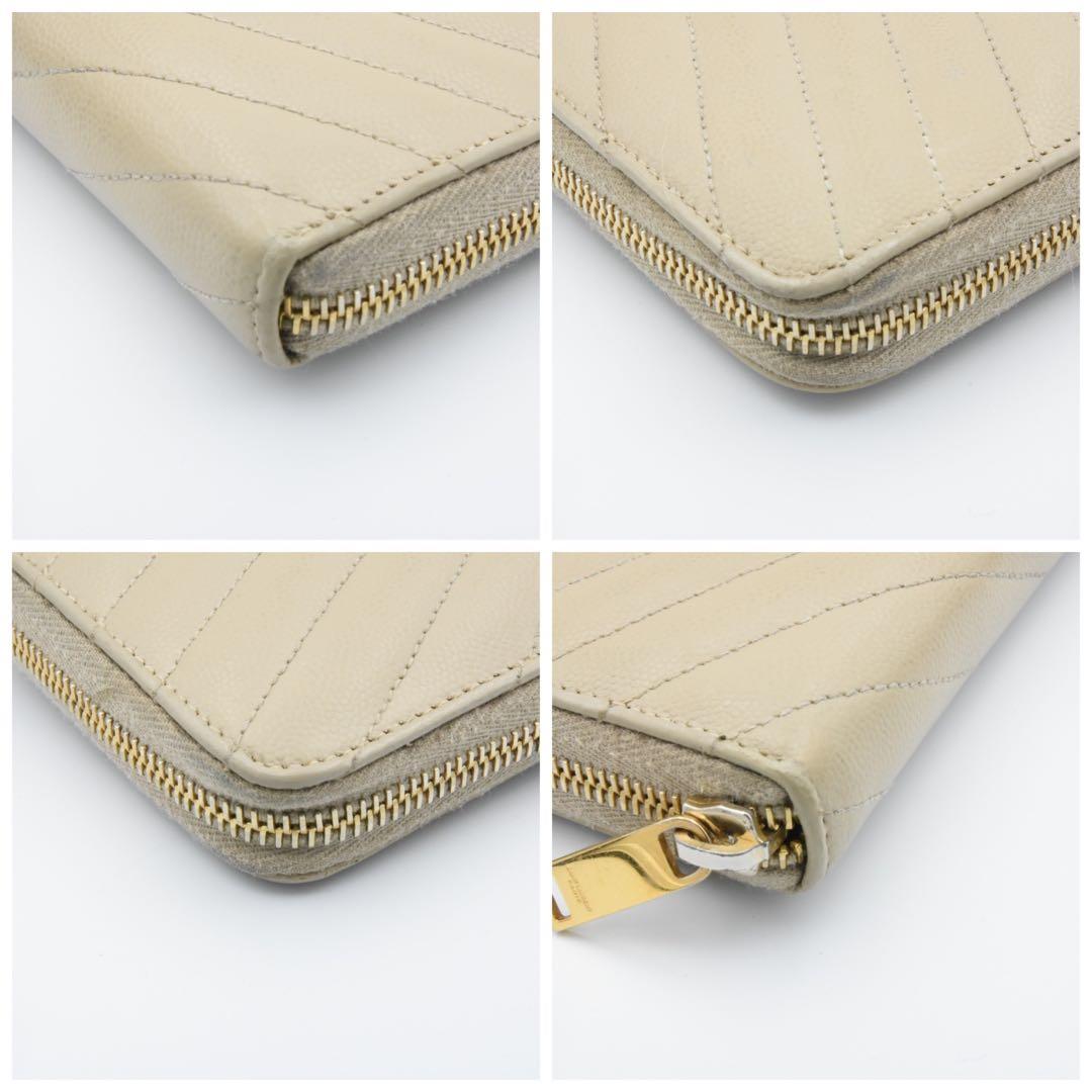 SAINT LAURENT ラウンドファスナー　カサンドラ　ベージュ