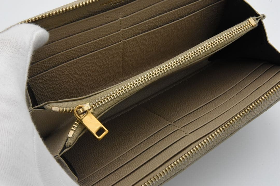 SAINT LAURENT ラウンドファスナー　カサンドラ　ベージュ