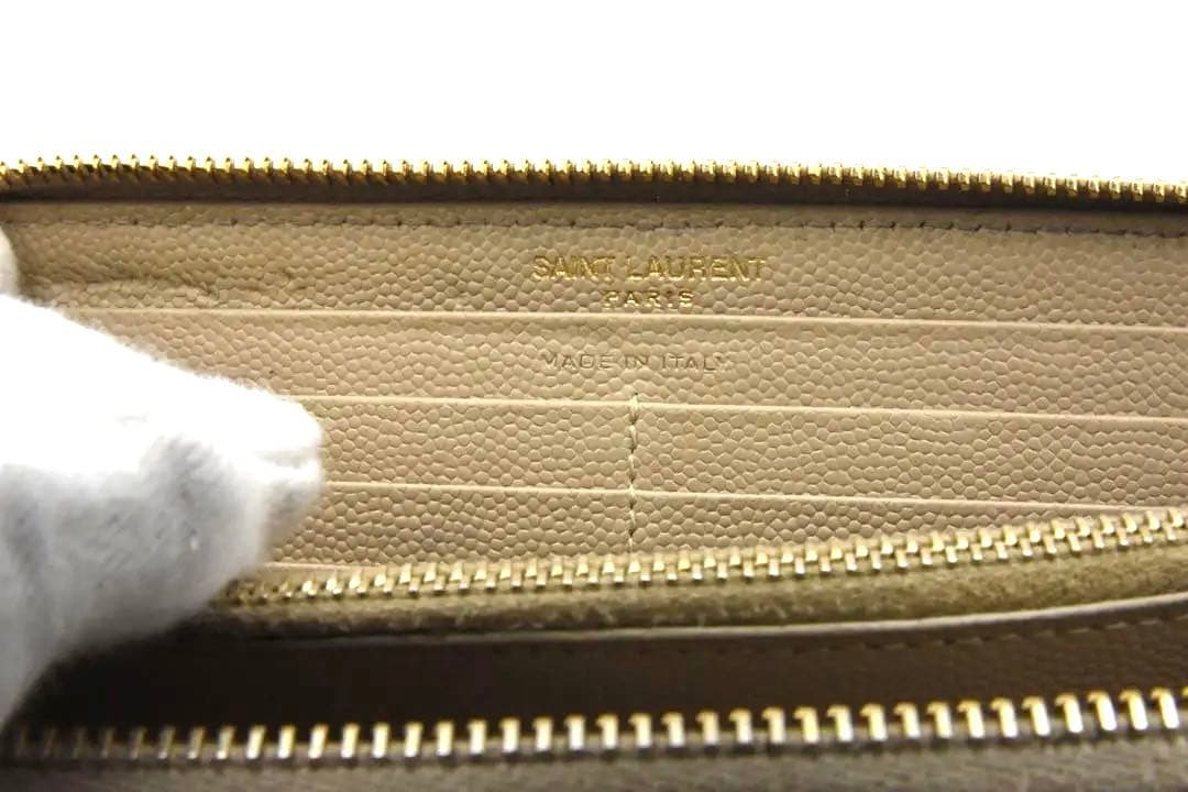 SAINT LAURENT ラウンドファスナー　カサンドラ　ベージュ