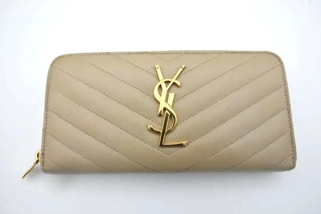 SAINT LAURENT ラウンドファスナー　カサンドラ　ベージュ