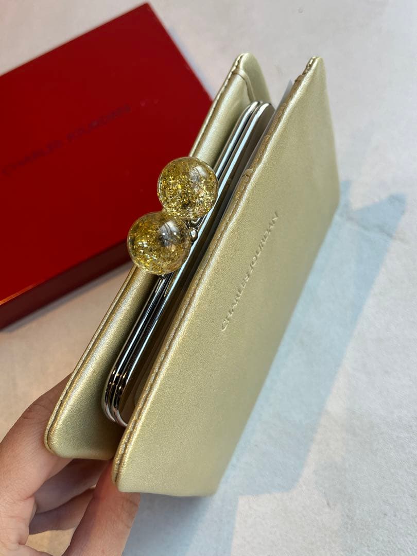 【新品未使用】CHARLES JOURDAN ゴールド　がま口　ケース