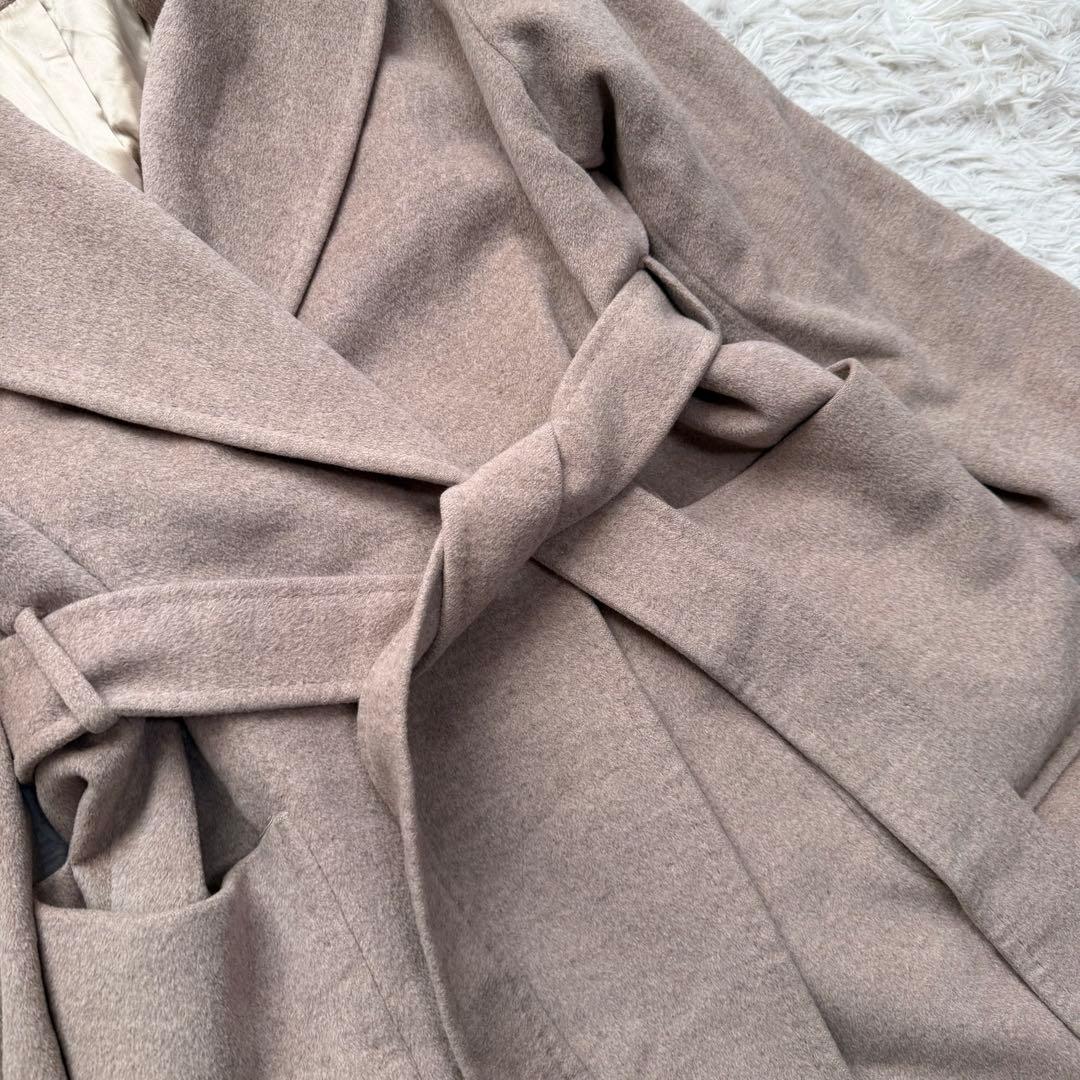 美品XLサイズ相当カシミヤ100% イネド　ベルテッドコート　ロング　ベージュ