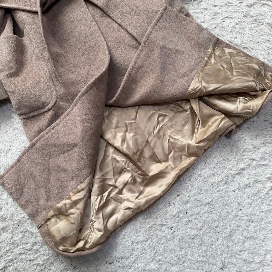 美品XLサイズ相当カシミヤ100% イネド　ベルテッドコート　ロング　ベージュ