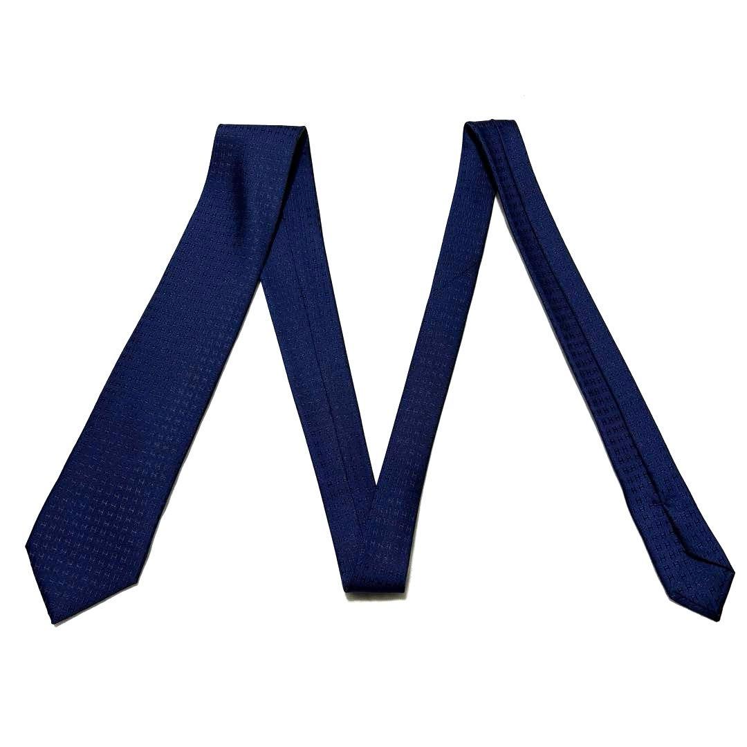 極美品　HERMES　エルメス　ネクタイ　ダークネイビー　ファソネ　H柄刺繍