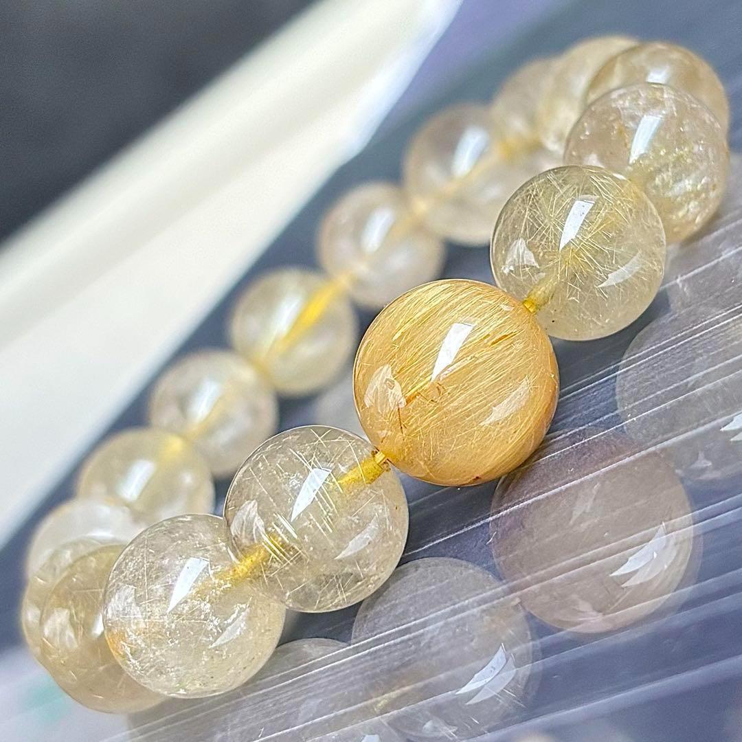 けんや　15.5mm　ゴールドルチルクォーツ　大玉 天然石