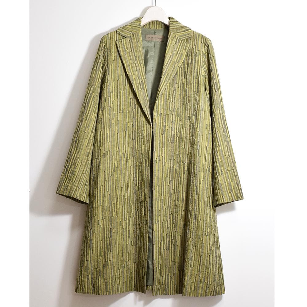 ヨーガンレール ウール コットン つぎはぎ パッチワーク コート 若草色 M