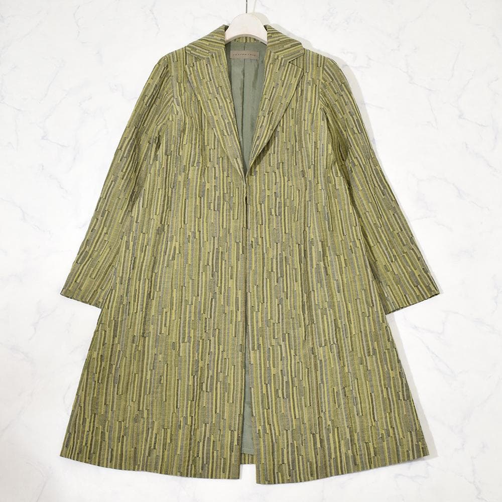 ヨーガンレール ウール コットン つぎはぎ パッチワーク コート 若草色 M