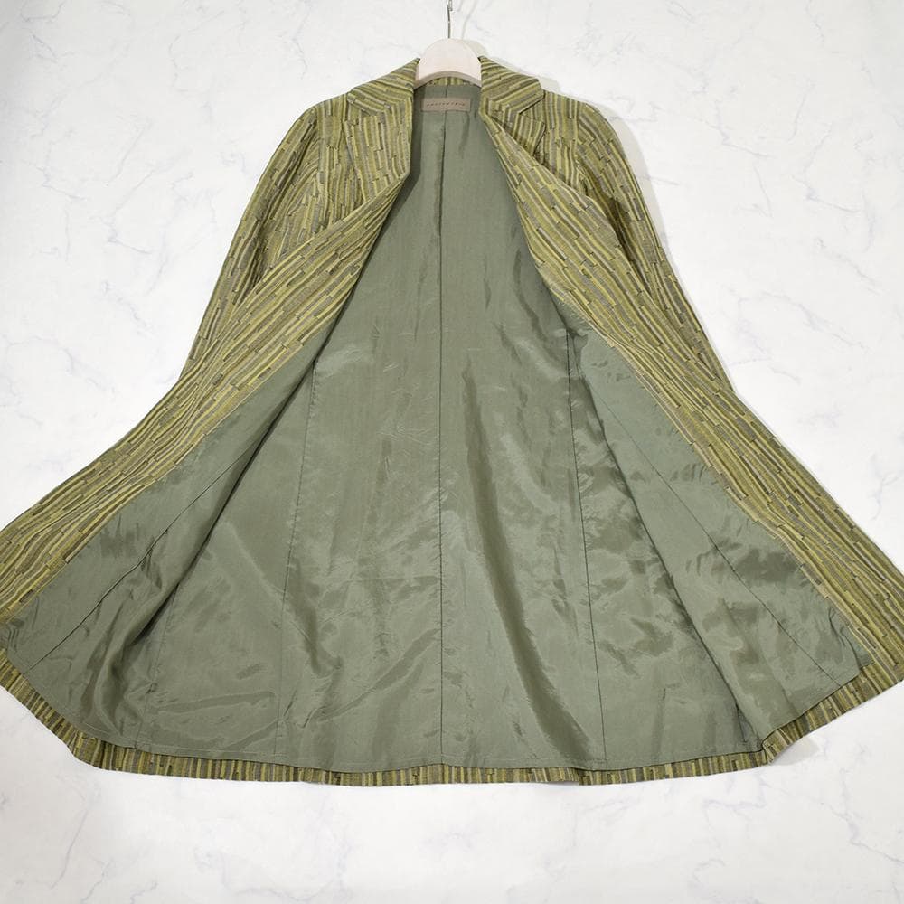 ヨーガンレール ウール コットン つぎはぎ パッチワーク コート 若草色 M