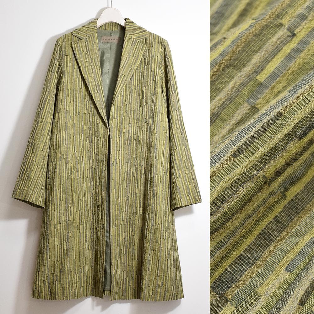 ヨーガンレール ウール コットン つぎはぎ パッチワーク コート 若草色 M