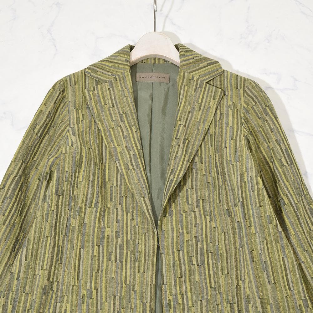 ヨーガンレール ウール コットン つぎはぎ パッチワーク コート 若草色 M
