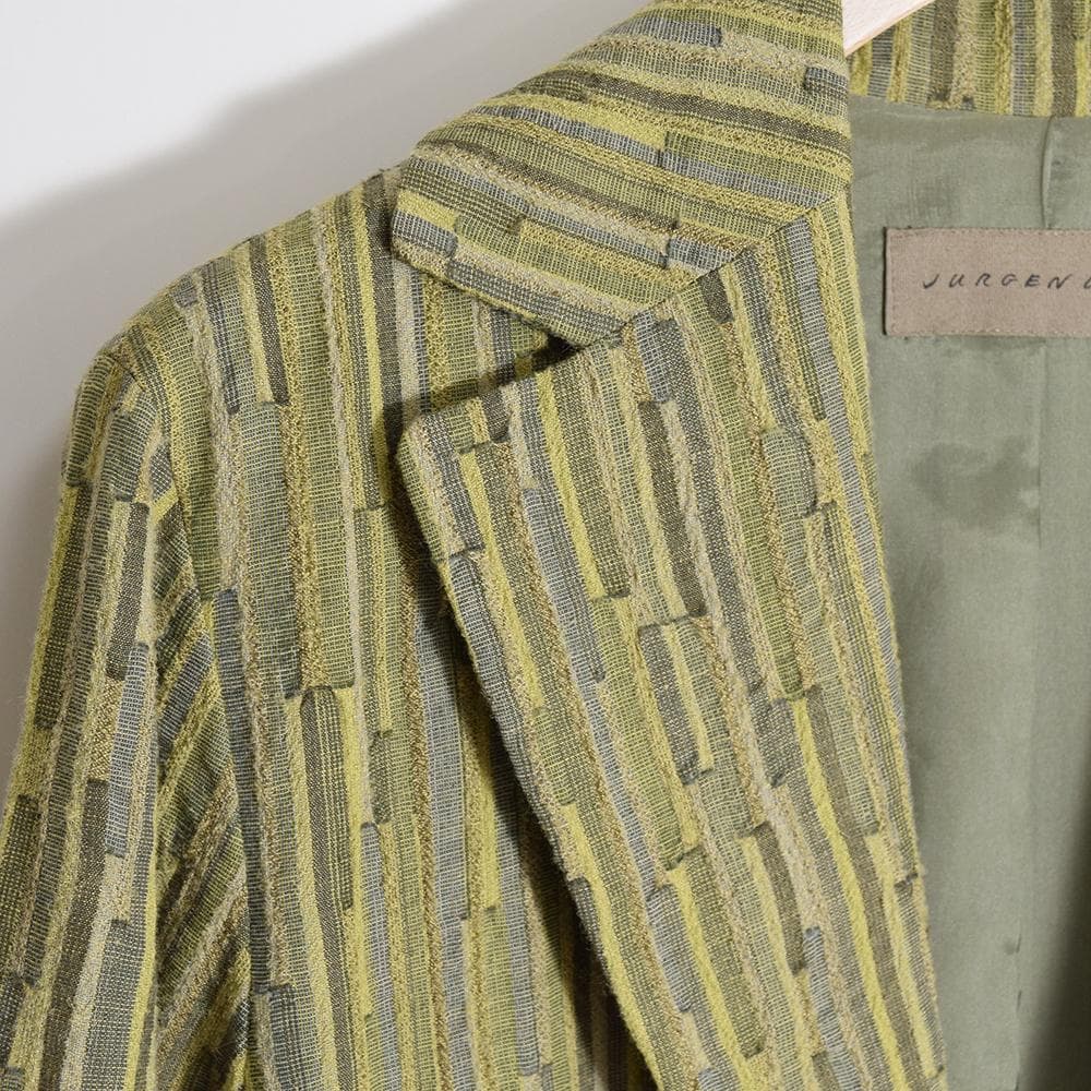 ヨーガンレール ウール コットン つぎはぎ パッチワーク コート 若草色 M