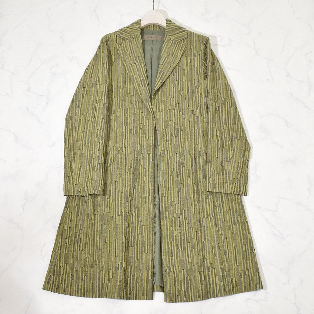 ヨーガンレール ウール コットン つぎはぎ パッチワーク コート 若草色 M