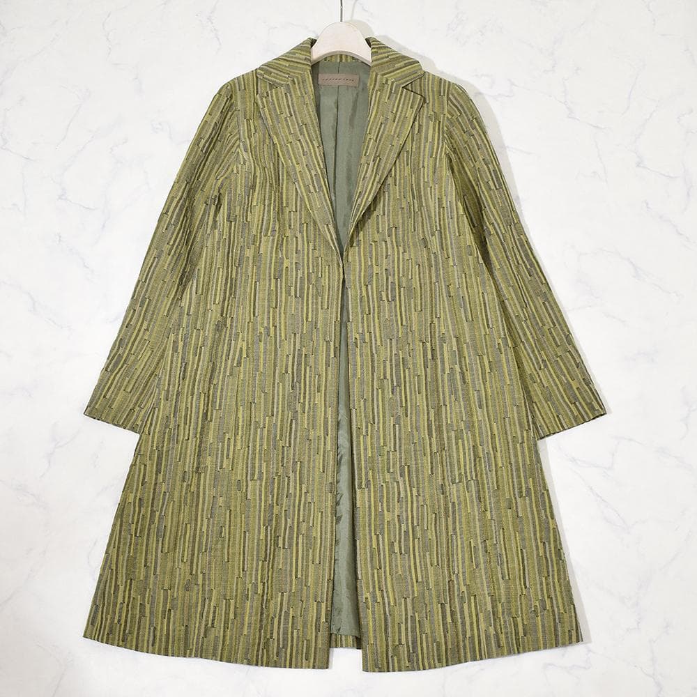ヨーガンレール ウール コットン つぎはぎ パッチワーク コート 若草色 M