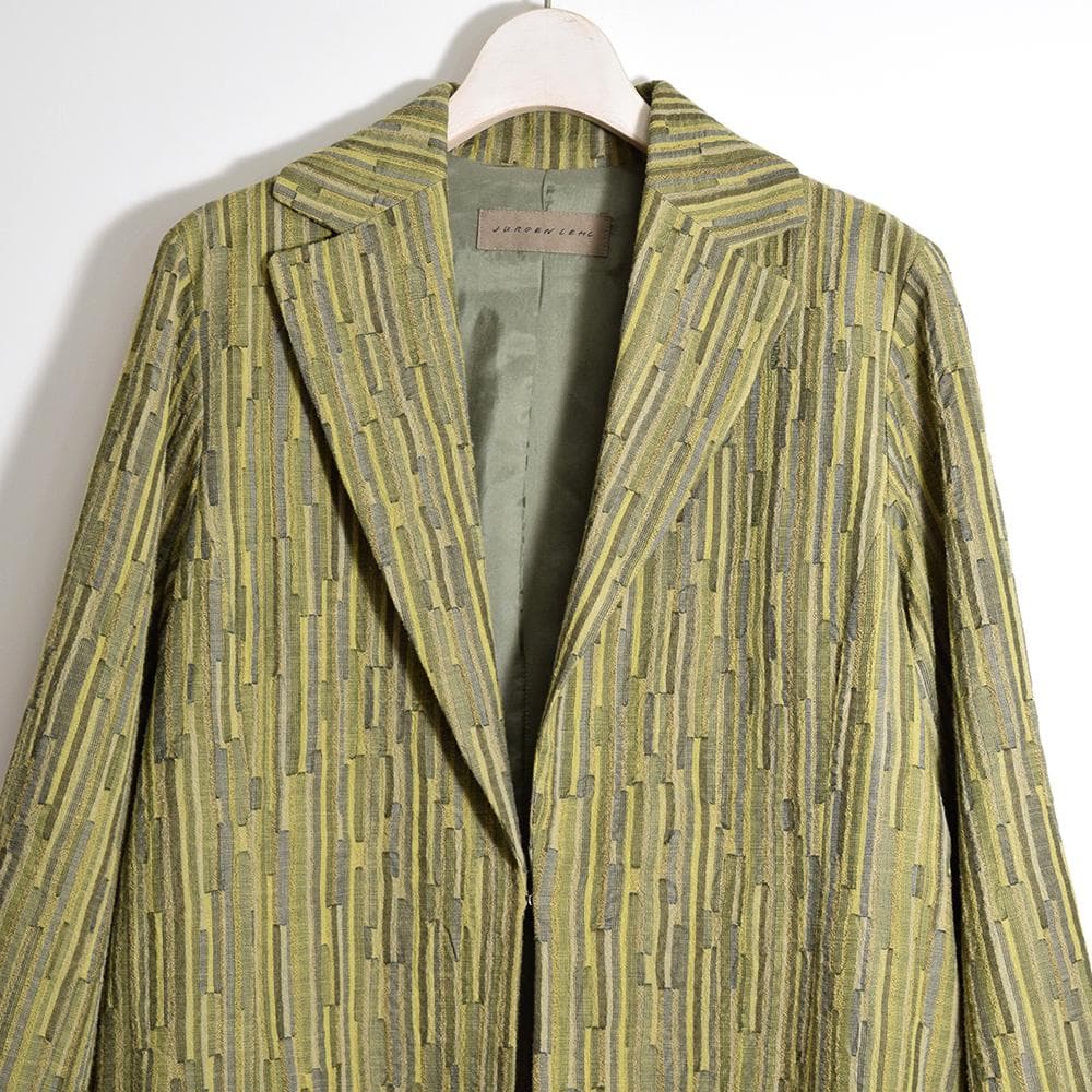 ヨーガンレール ウール コットン つぎはぎ パッチワーク コート 若草色 M