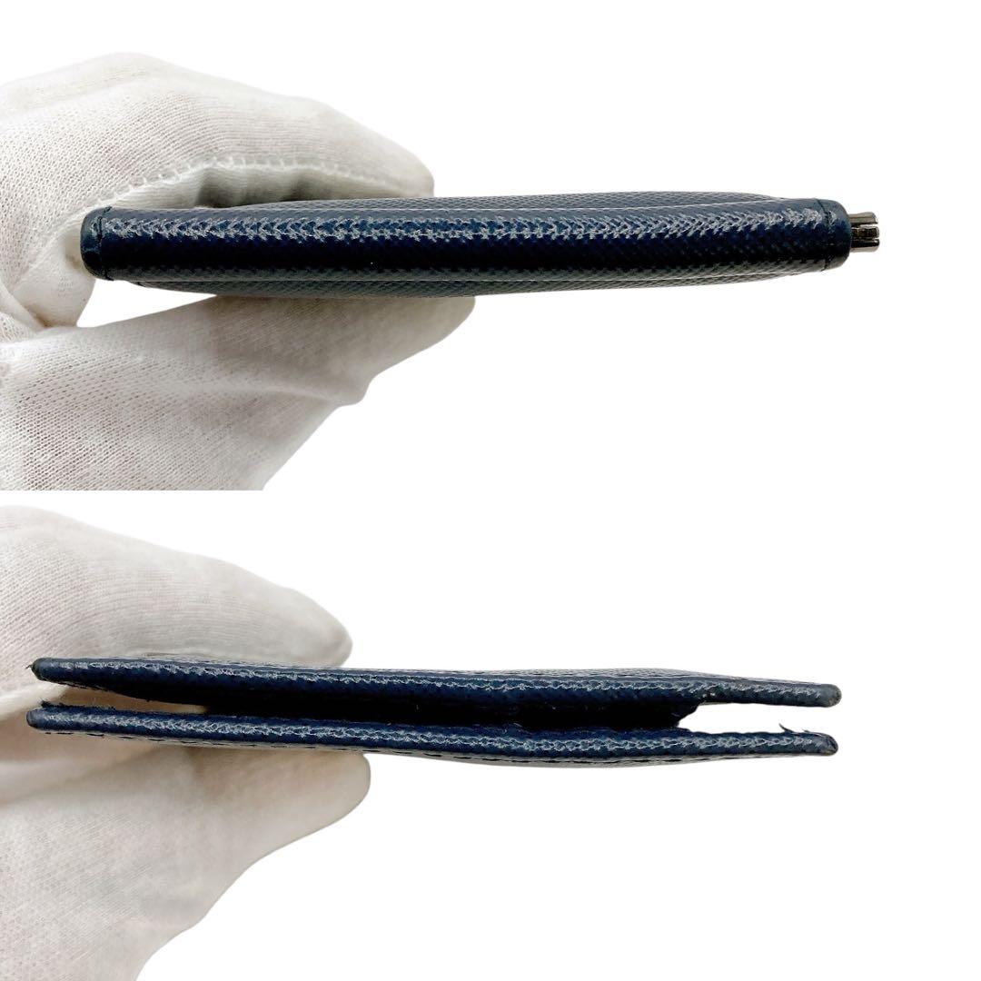 未使用級✨PRADA プラダ　マネークリップ　サフィアーノ　ネイビー　RFID