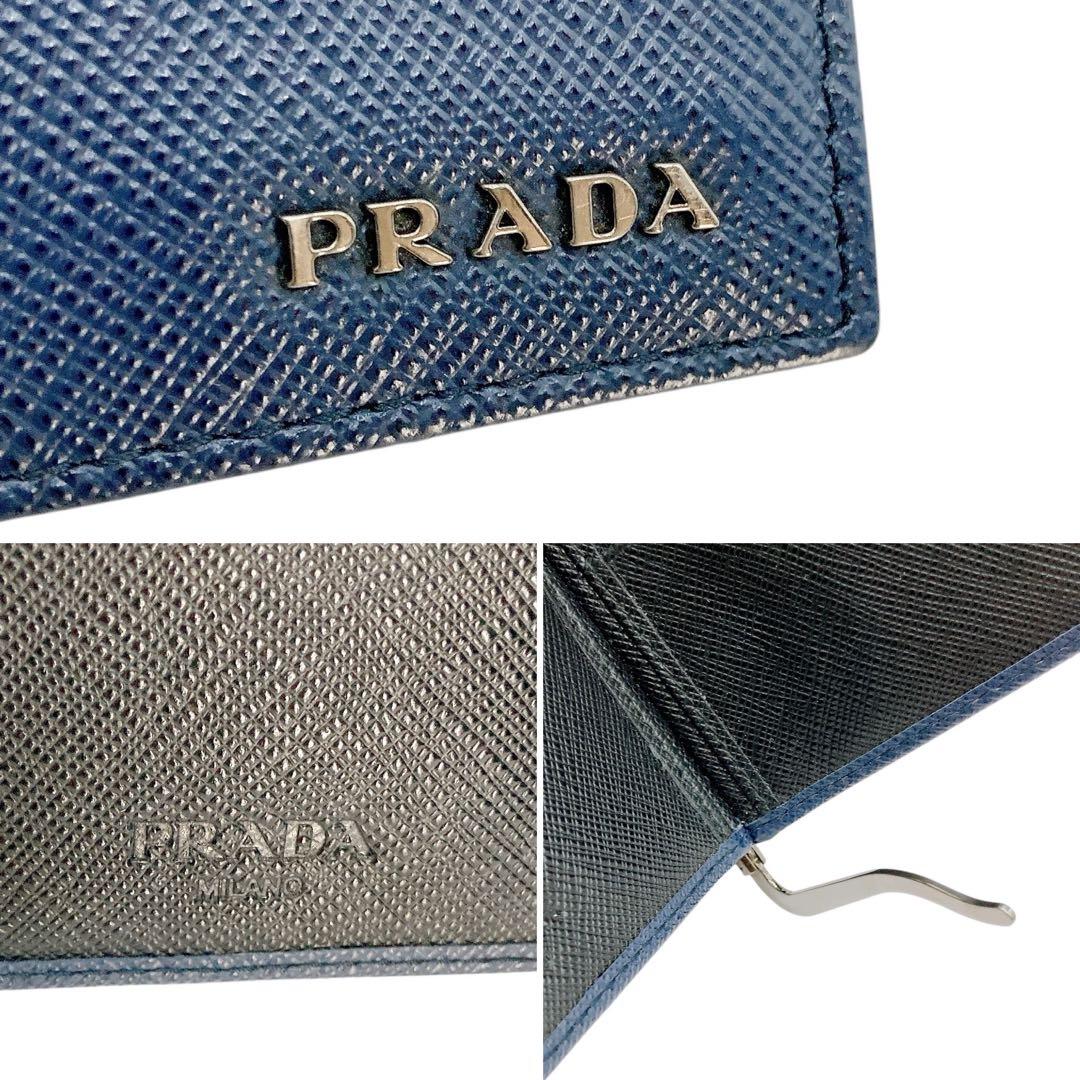 未使用級✨PRADA プラダ　マネークリップ　サフィアーノ　ネイビー　RFID