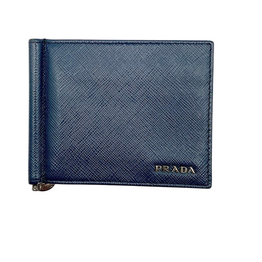 未使用級✨PRADA プラダ　マネークリップ　サフィアーノ　ネイビー　RFID
