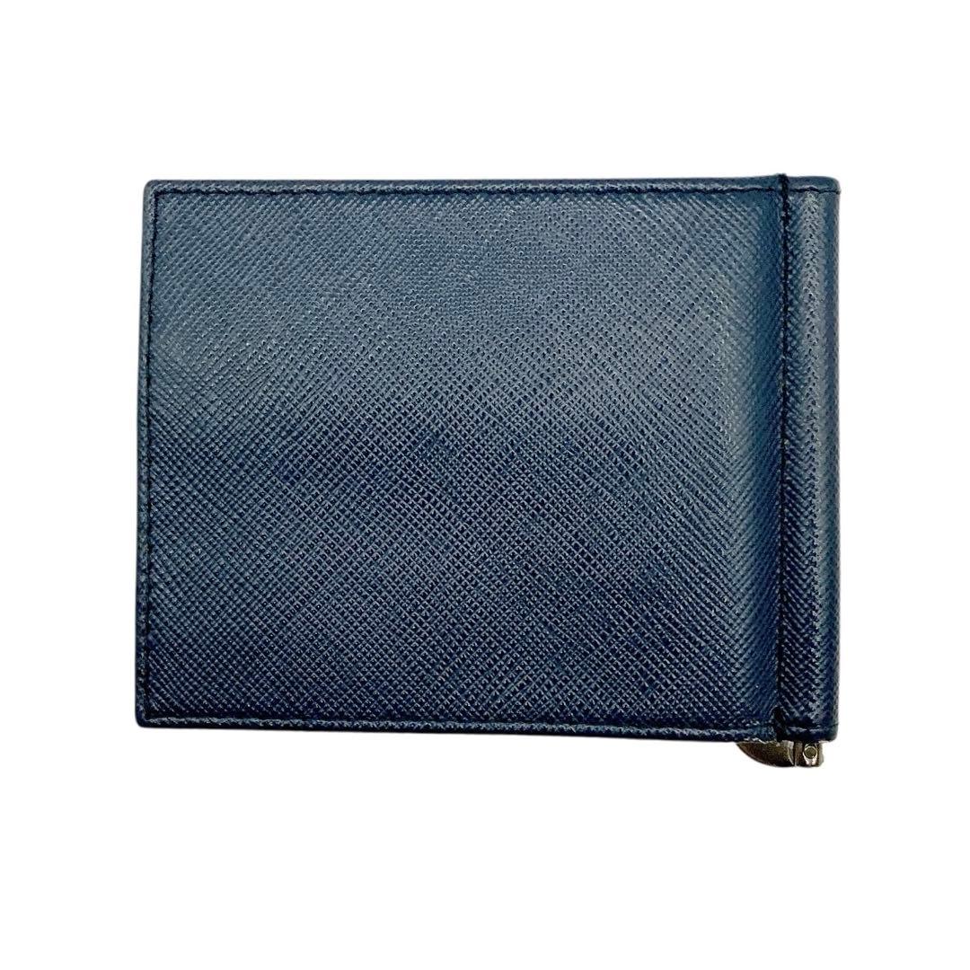 未使用級✨PRADA プラダ　マネークリップ　サフィアーノ　ネイビー　RFID