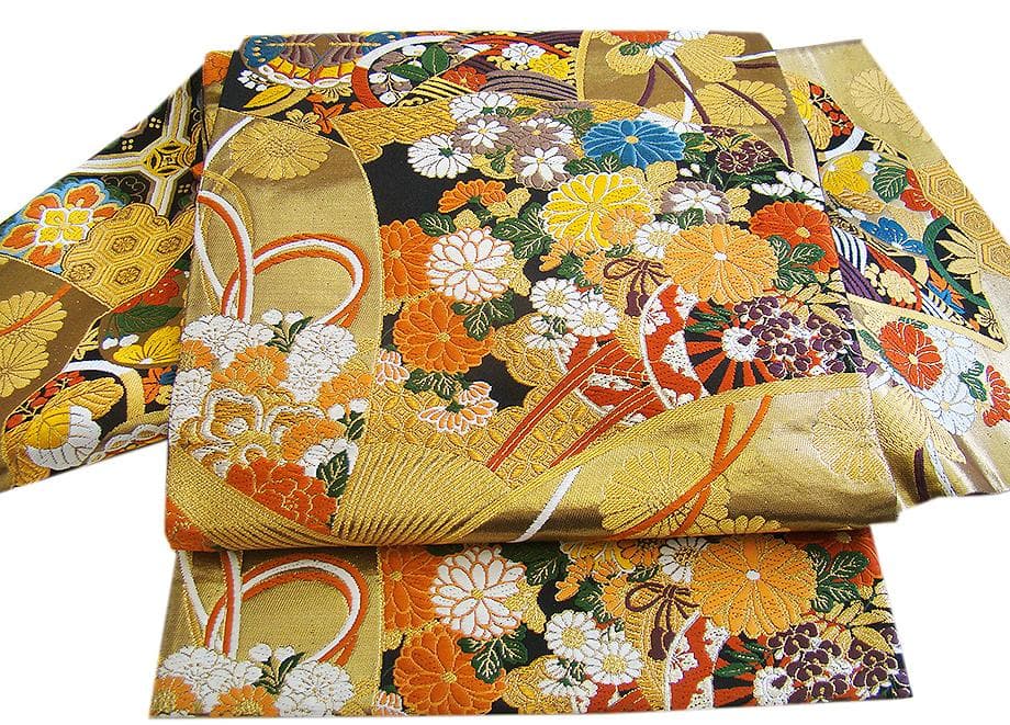 値下げ交渉ＯＫ！ロング寸 紋意匠 黒地 十日町 高級振袖 セット 正絹 Ｂ８６４