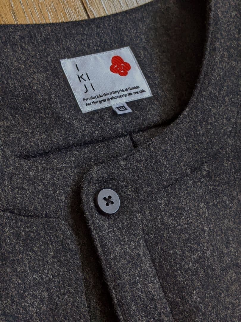 IKIJI　ウールカシミヤ　ノーカラージャケット　シャツ