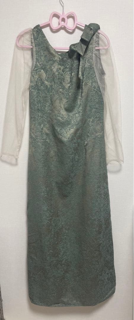 shoulder ribbon jacquard dress LE’RURE