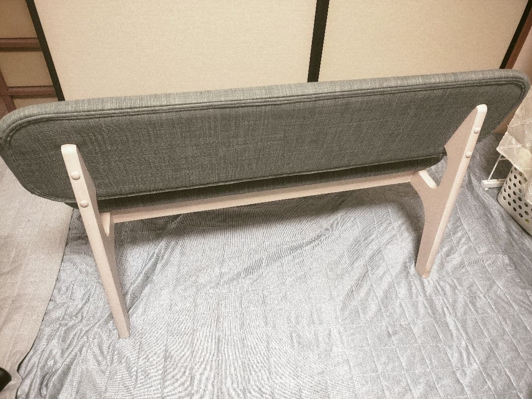 ニトリ　リラックスワイド 　リビングダイニングチェア　ベンチ　グレー　2人用