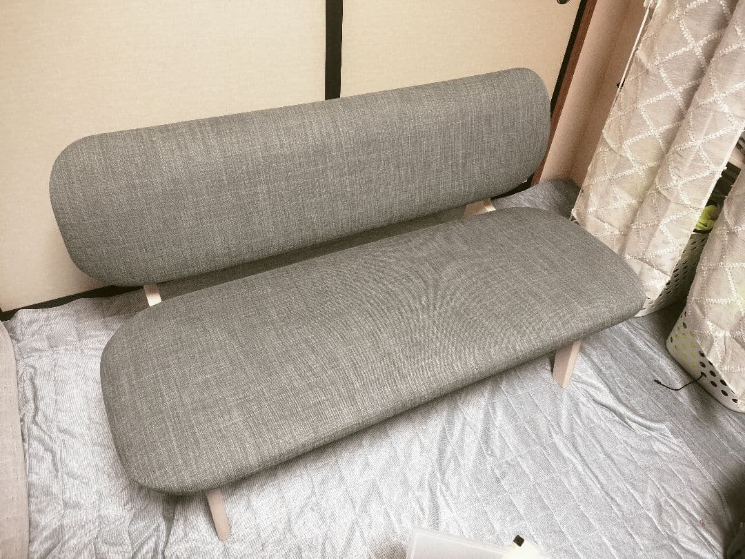 ニトリ　リラックスワイド 　リビングダイニングチェア　ベンチ　グレー　2人用