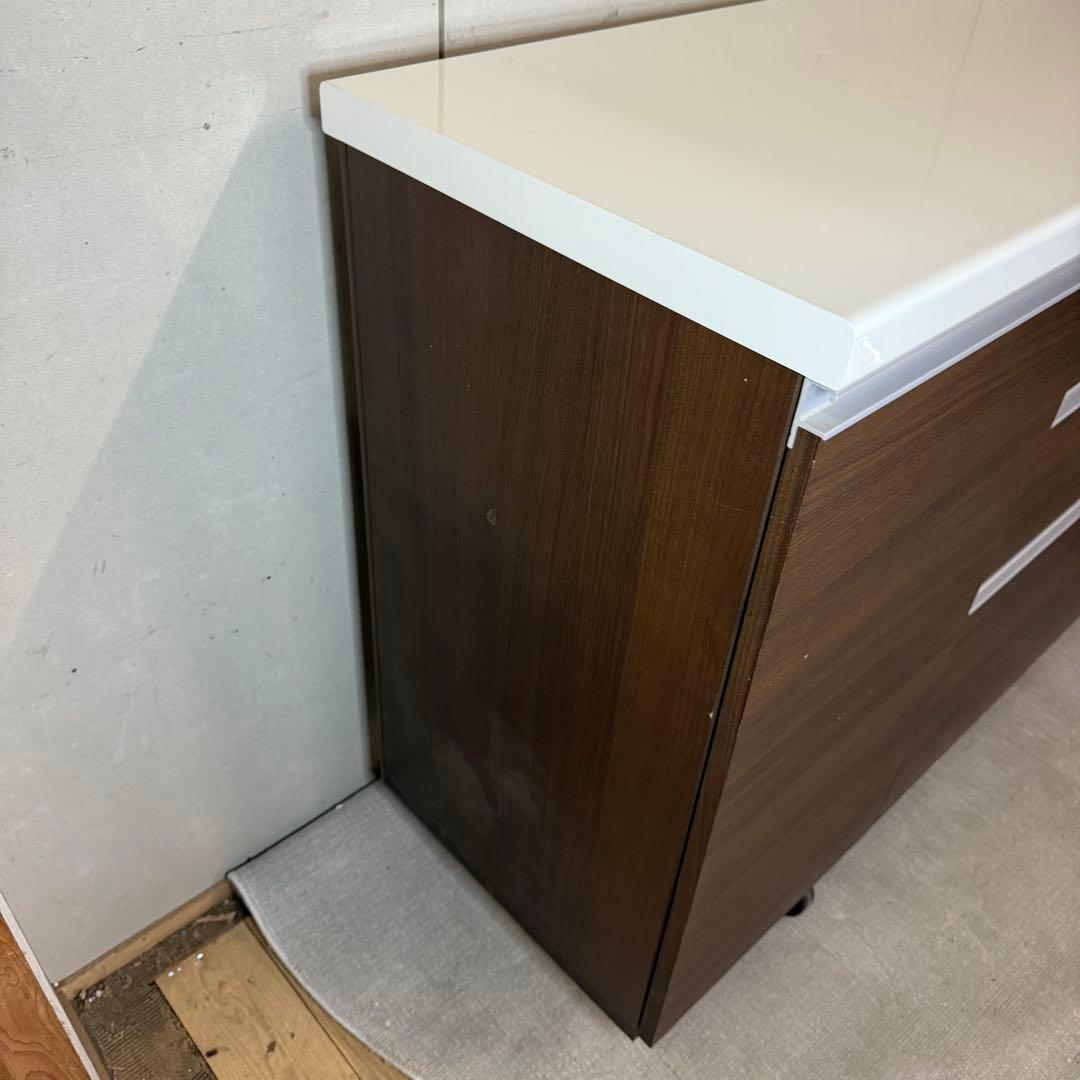 【721】ダークブラウン キッチンカウンター 4段引き出し