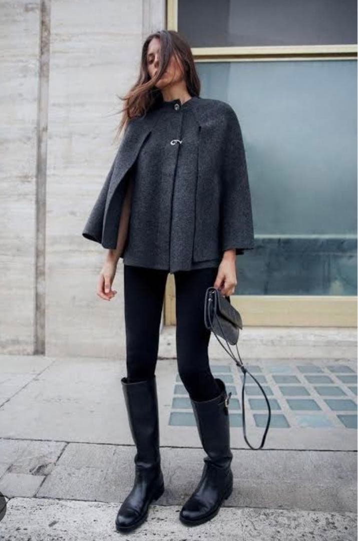 ZARA ニットケープコート　サイズS