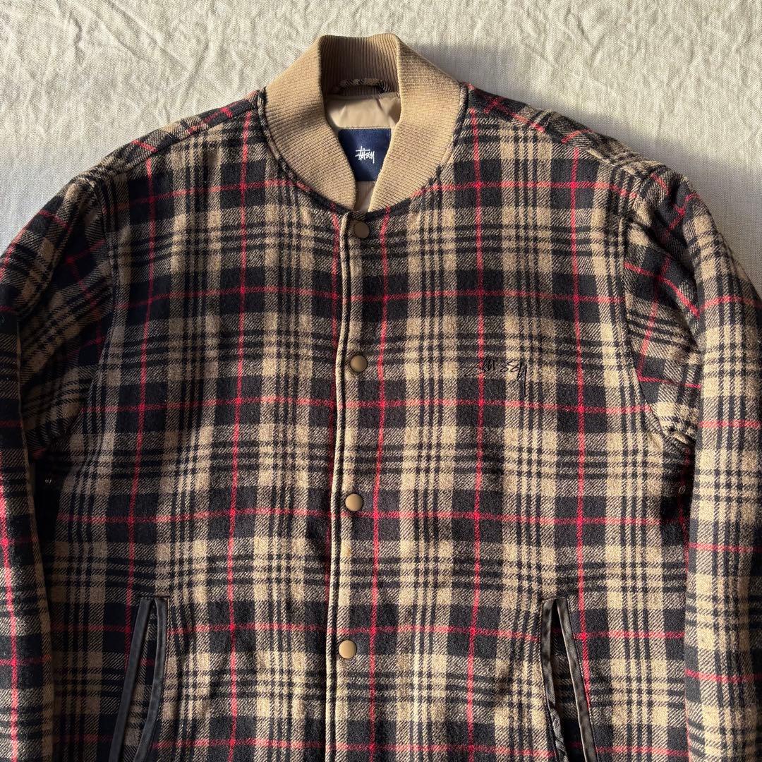 OLD STUSSY ショーンフォント ロゴ刺繍 ウールスタジャン ステューシー