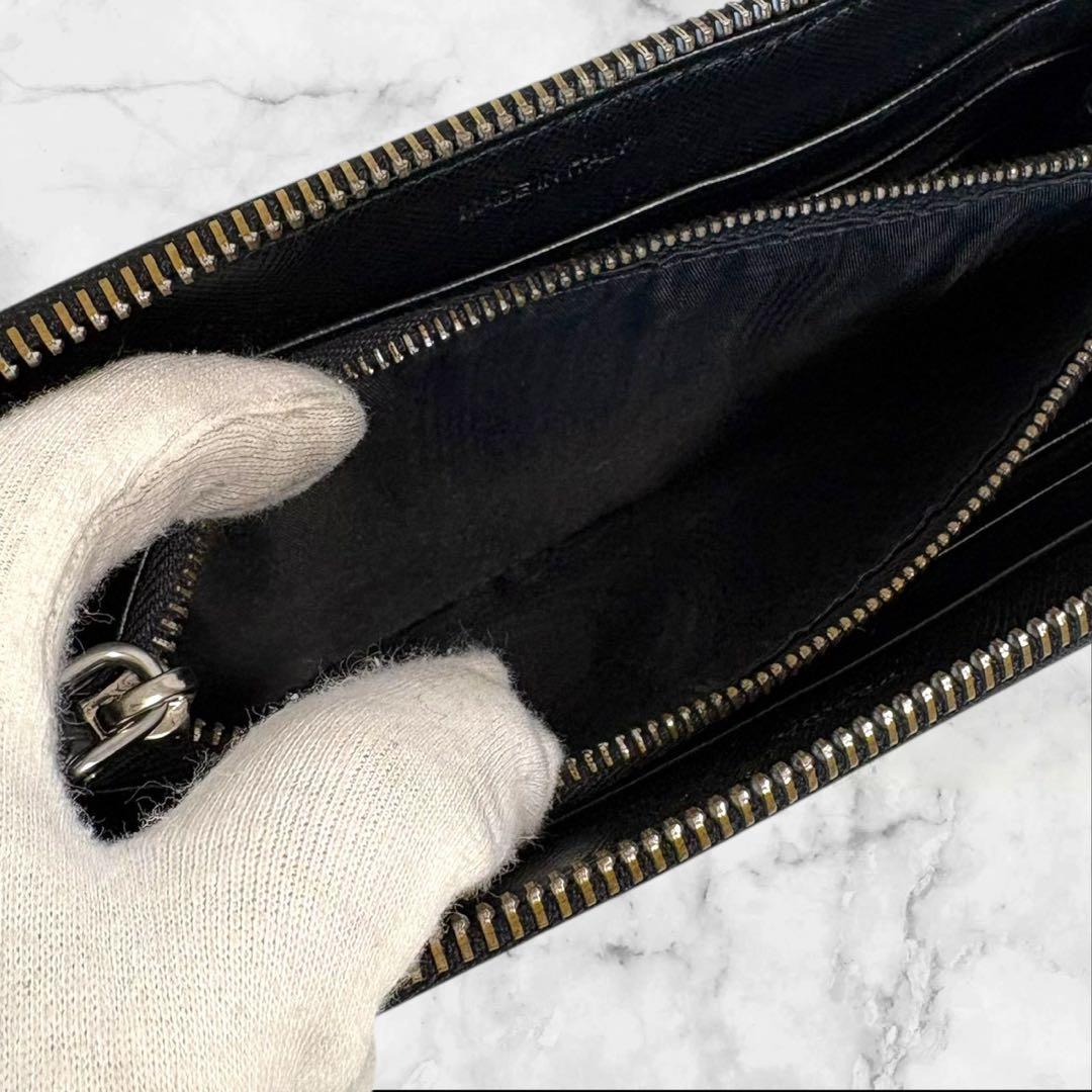 プラダ PRADA 長財布 ファスナー サフィアーノ ブラック　三角ロゴ