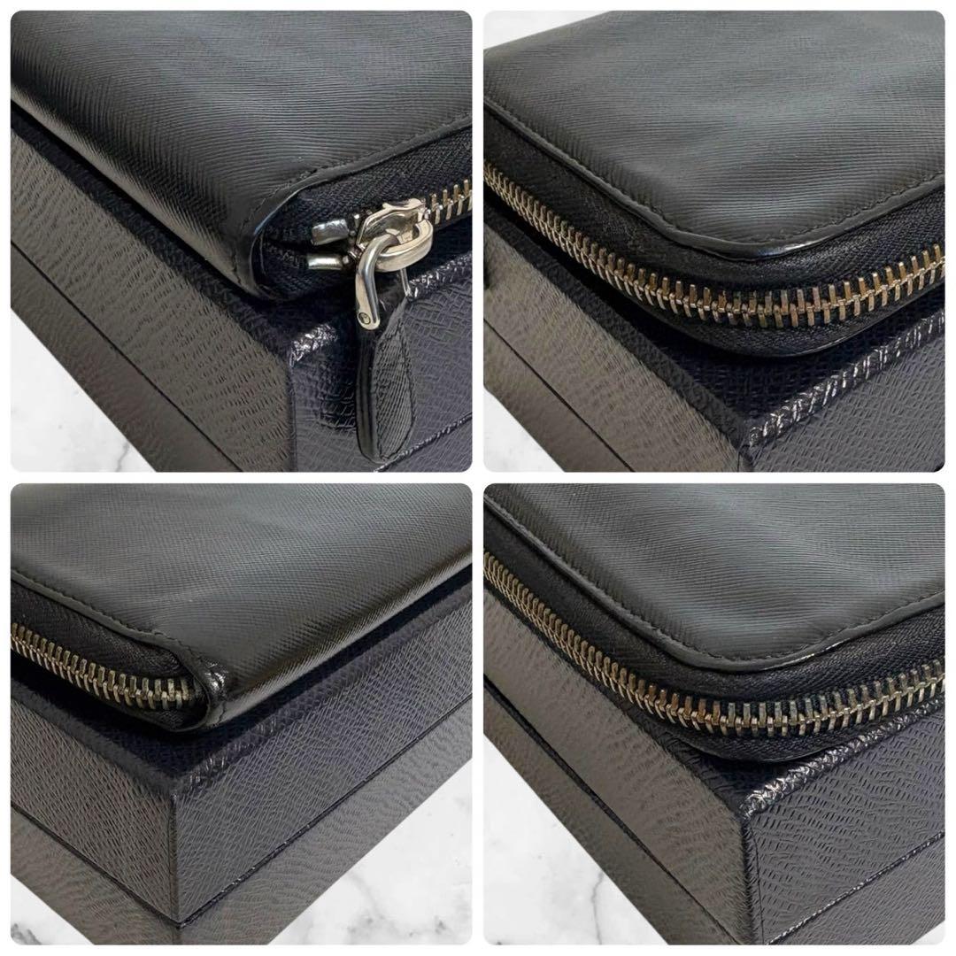 プラダ PRADA 長財布 ファスナー サフィアーノ ブラック　三角ロゴ