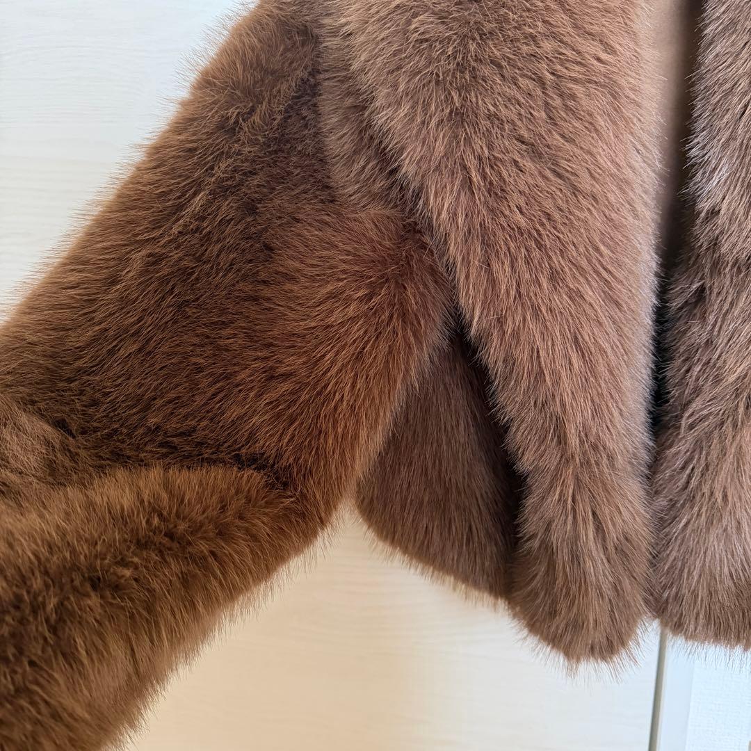 ショートフェイクファーコート XS ブラウン
