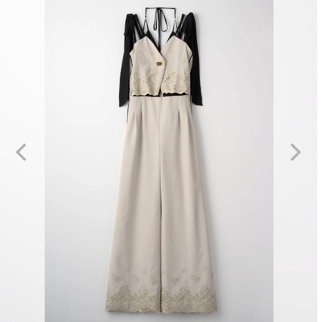 サロペット・オーバーオール・オールインワン Morpho embroidery overalls 1 (Ivory)